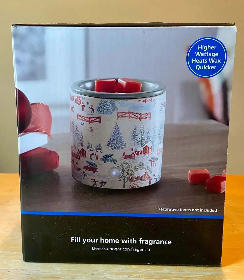 Mainstays Christmas Snowy Village Electric Ceramic Wax Warmer 18 Watt